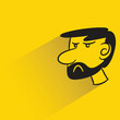 beard man face with shadow on yellow background