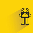 cartoon monster icon with shadow on yellow background