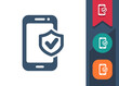Smartphone Icon. Mobile Phone, Telephone, Shield, Insurance, Password, Security, Antivirus