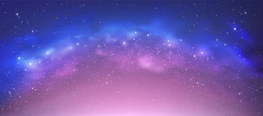 Wall Mural - Night Sky Galaxy,Cloud with Nebula,Starry in Dark Blue Background,Universe filled with Star light in Purple,Pink,Beautiful Nature Star field with Milky Way,Horizon banner colorful cosmos,stardust