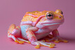 3D minimalist soft plastic African Bullfrog in pink and orange, designed,