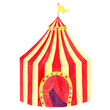 Circus tent hand drawn with watercolor isolated on white background