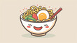 kawaii ilustration of a happy bowl of ramen noodles