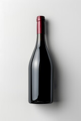 Bottle of burgundy red wine mock up isolated on light grey background