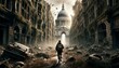 Post-Apocalyptic London: A Sole Survivor's Journey - AI Generated Digital Art