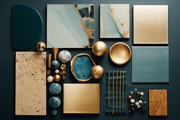 AI illustration generated of the interior design material mood-board
