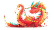 Funny fantasy character dragon isolated entangled in the ga