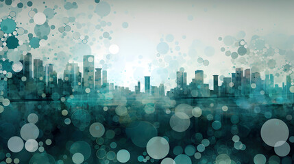 Digital city landscape glitter geometric abstract graphics poster web page PPT background