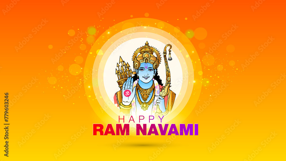 illustration of Lord Rama blessing pose. Happy Ram navami. Indian hindu ...