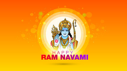 Wall Mural - illustration of Lord Rama blessing pose. Happy Ram navami. Indian hindu god.