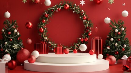 Aufkleber - Backdrop for Christmas product display. 3D rendering.
