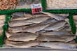 Fresh trout fillets in the wharf fish market in Washington D.C.