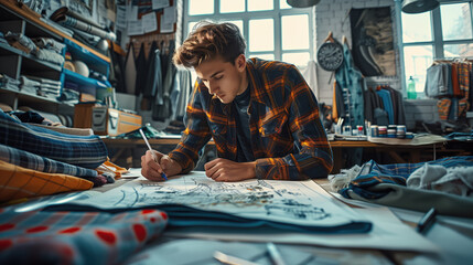 young man in a checkered shirt designs