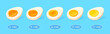 Boiling eggs time. Chicken boiled egg half cooking infographic, soft or hard cooked timing recipe protein and yolk cook ready stage, organic food cartoon neat vector illustration