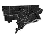 Fototapeta Londyn - Detroit map. Detailed map of Detroit city poster with streets. Cityscape vector.