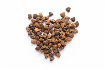 Sticker - Heart shaped dried pet food on white background