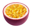 Half of a passion fruit isolated on a transparent background.