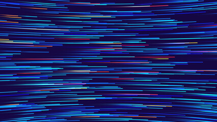 Leinwandbilder - Speed Lines Digital Data Flow Vector Background. Big Data Technology Lines. 5G Wireless Data Transmission. High Speed of Light Trails. Information Flow in Virtual Reality Cyberspace. Vector