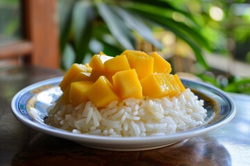 Sticker - Mango and rice immersed in sauce