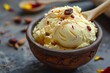 Matka kulfi with saffron dry fruit and wooden spoon