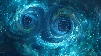 Digital technology blue and green wave curve abstract poster web page PPT background