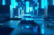Futuristic Science background. Sci-Fi Blue tone with detail of network abilities, technology processes. Glow line, block Minimal Digital backgrounds.