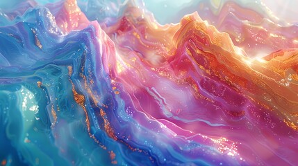 Digital color mountain river illustration abstract graphic poster web page PPT background