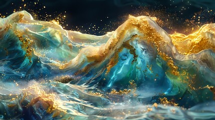 Digital color mountain river illustration abstract graphic poster web page PPT background