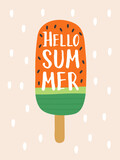 Fototapeta Dinusie - Hello summer poster. Vector