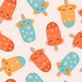 Fototapeta Dinusie - Seamless pattern with ice cream. Vector illustration