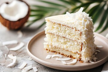 Wall Mural - Slice of coconut cake