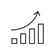 Growth chart and up arrow, linear icon. Line with editable stroke