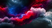 Dramatic Clouds Storm Cloud Red Black And Blue Blue Flow Texture On Dark Black Abstract Art Background Moving Overlay Effect Natural Stormy Moody Sky Abstract