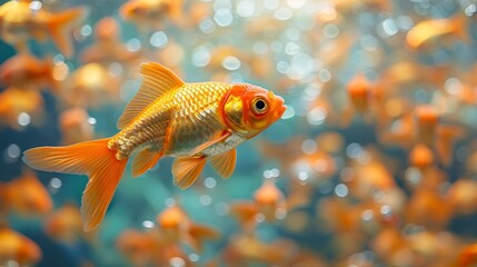 beautiful goldfish in water background,