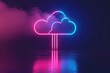 © Ifti Digital - A neon cloud illuminating a dark room with its vibrant colors and captivating glow, A neon representation of data transfer from NAS to cloud, AI Generated