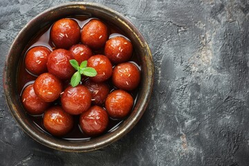 Sticker - Top view of traditional Indian sweet Gulab Jamun