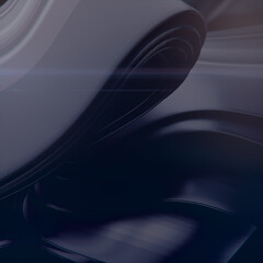 Aufkleber - Smooth wave of black fabric stripes with depth of field effect. Modern background. 3d rendering digital illustration