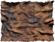 A piece of cloth with a brown and black color pattern. The cloth is folded and has a rough texture
