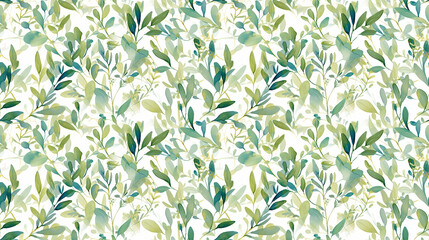 Wall Mural - Gentle olive branches, peaceful greens, watercolor softness