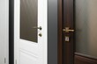 Doors are sold at a hardware store. Choosing doors for the house close-up. Interior renovation concept