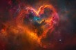 A cloud resembling a heart shape floating amidst the vast expanse of outer space, A romantic image of a heart nebula with splendid colors, AI Generated