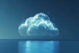 Fototapeta Perspektywa 3d - A large white cloud floats gracefully above a calm body of water, creating a captivating scene of nature, A simple and clean depiction of cloud storage technology, AI Generated