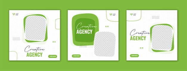Wall Mural - Green organic shape corporate social media post design, creative agency advertisement template