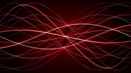 Wall Mural - red seamless loop screensaver with abstract structure made of white dotted curves spinning around on