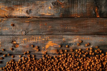 Canvas Print - Wooden background with dry cat food