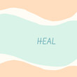Social media self care quote template. Pastel blue and peach orange abstract shapes healing poster concept background.