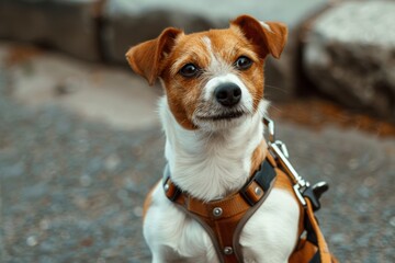 Wall Mural - Active Jack Russell Terrier with harness