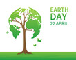 tree shape and world map on white background. earth day concept. save energy and environment. vector illustration flat design.