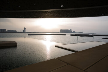 Abu Dhabi, United Arab Emirates. march 18, 2024: louvre - UAE - futuristic looking building