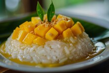 Thai Sweet Khao Niaow Ma Muang Sticky Rice With Mango